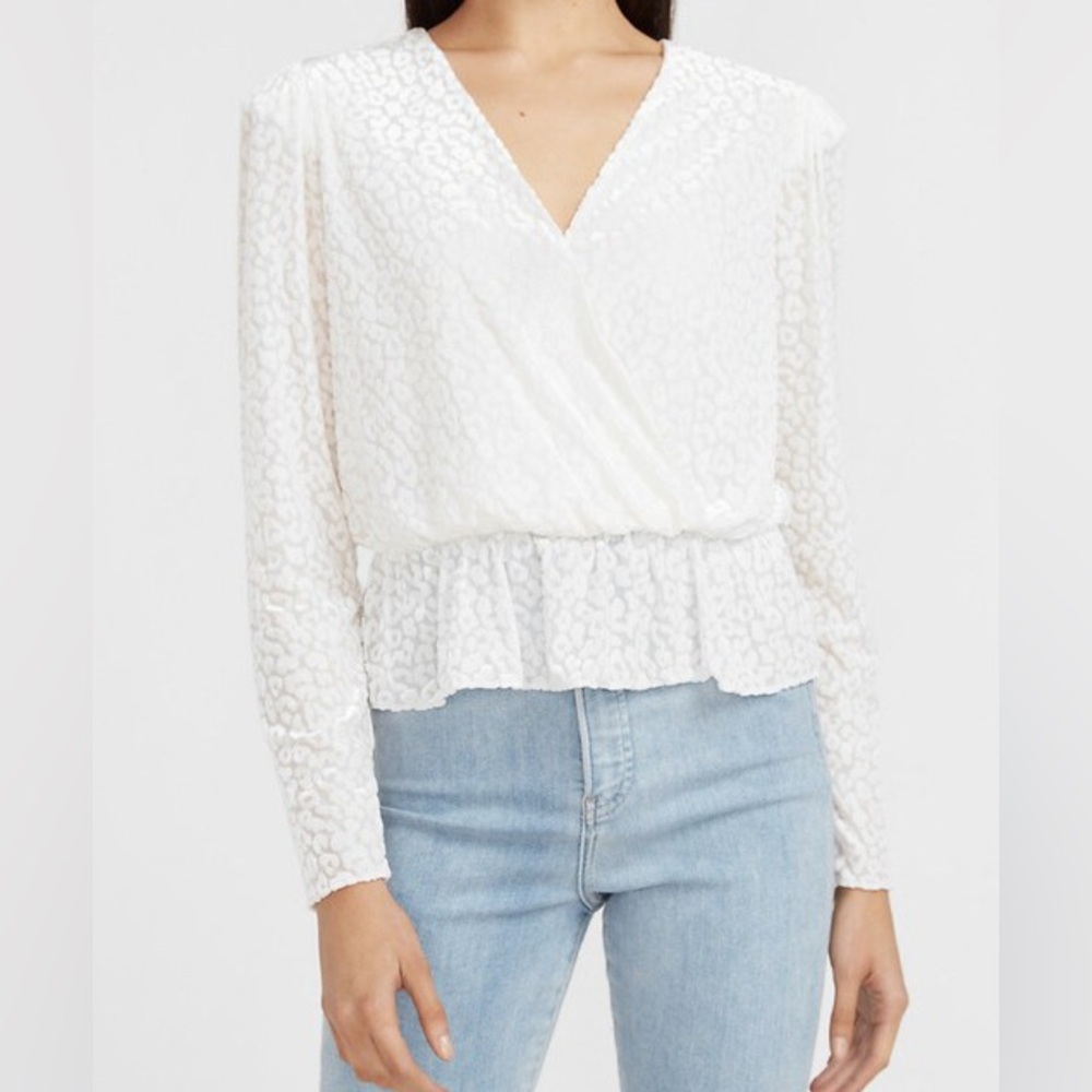 Express Burnout Velvet Leopard Peplum Top